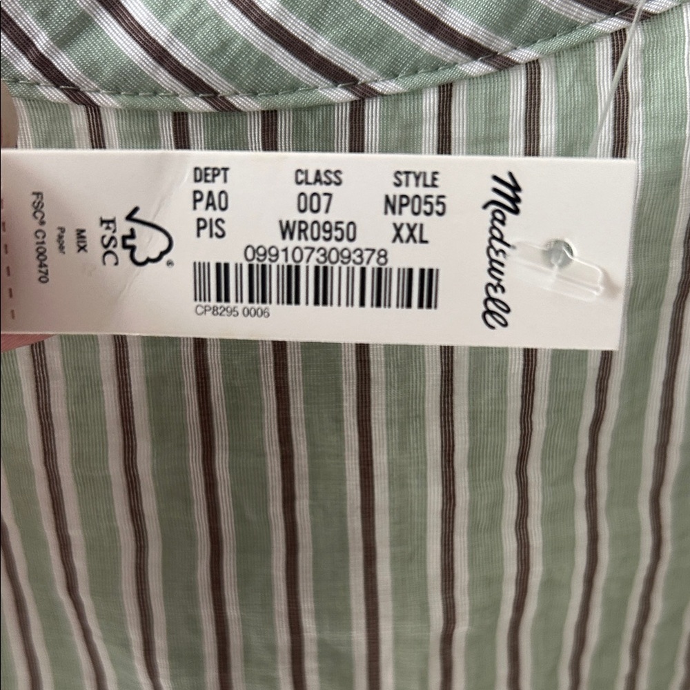 Madewell Green Striped Blouse - Picture 5 of 6